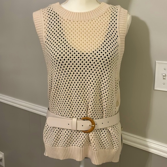 Spartina 449 Anette Sweater Vest Sand Dollar. NWT - Picture 2 of 5